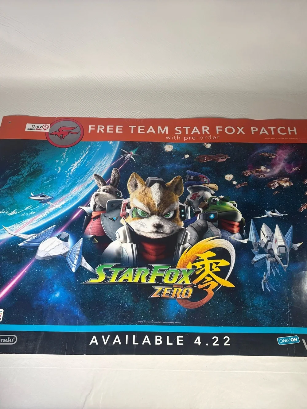 Star Fox Zero Nintendo Wii U Promotional Pre-order GameStop Poster 36in X 26in